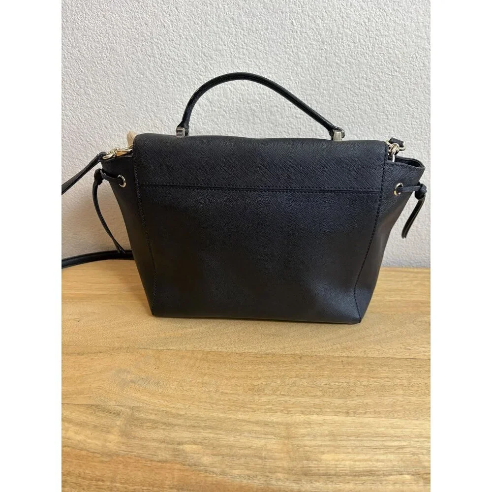 Kate Spade New York Satchel Bag Womens Black Leather Crossbody Purse Handbag